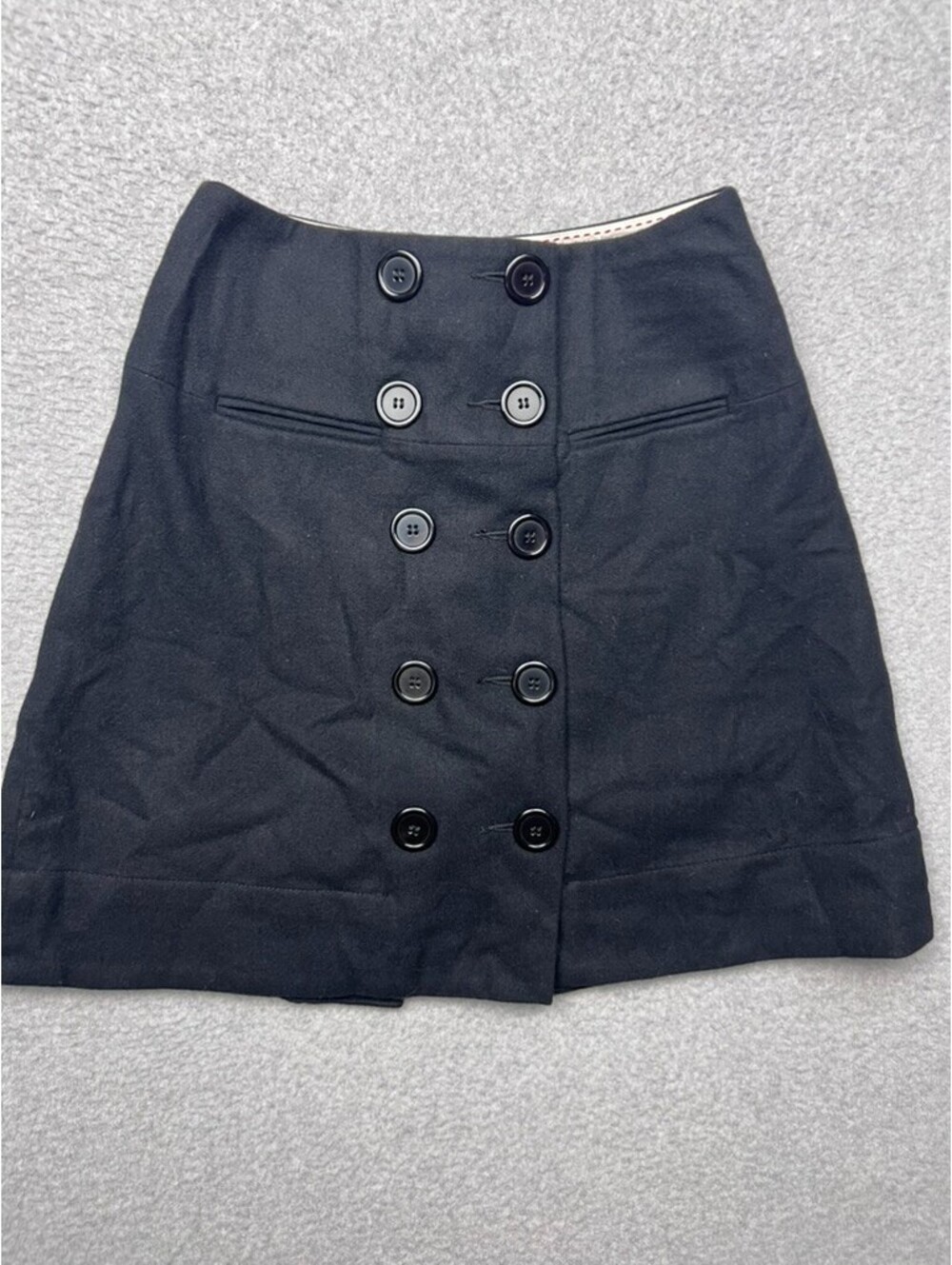 Anthropologie Elevenses Womens Wool Cashmere Button Mini Skirt Dark Academia 0